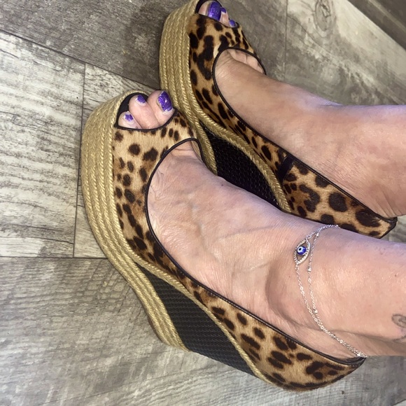 Brian Atwood Shoes - BRIAN ATWOOD LEOPARD Platform Wedge Peep Toe 5” Heels